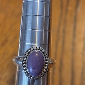 Sterling Silver Purple Stone Oval Ring